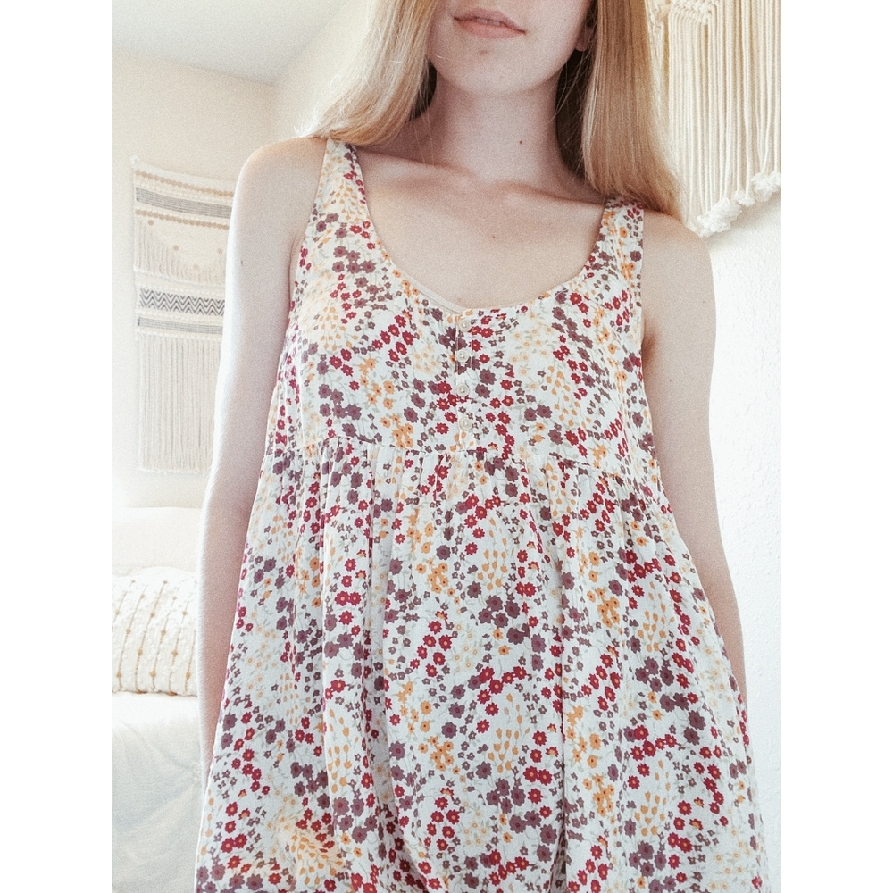 FREE PEOPLE Floral Button Sleeveless Babydoll Tank - Picture 2 of 8